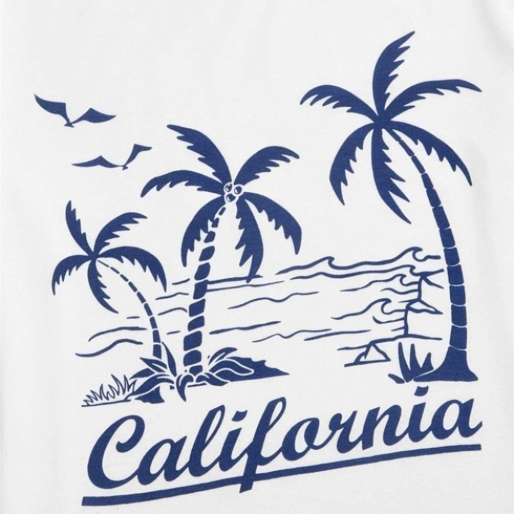 White Vacation Style Men's Palm Tree Graphic Tee - Picture 4 of 5
